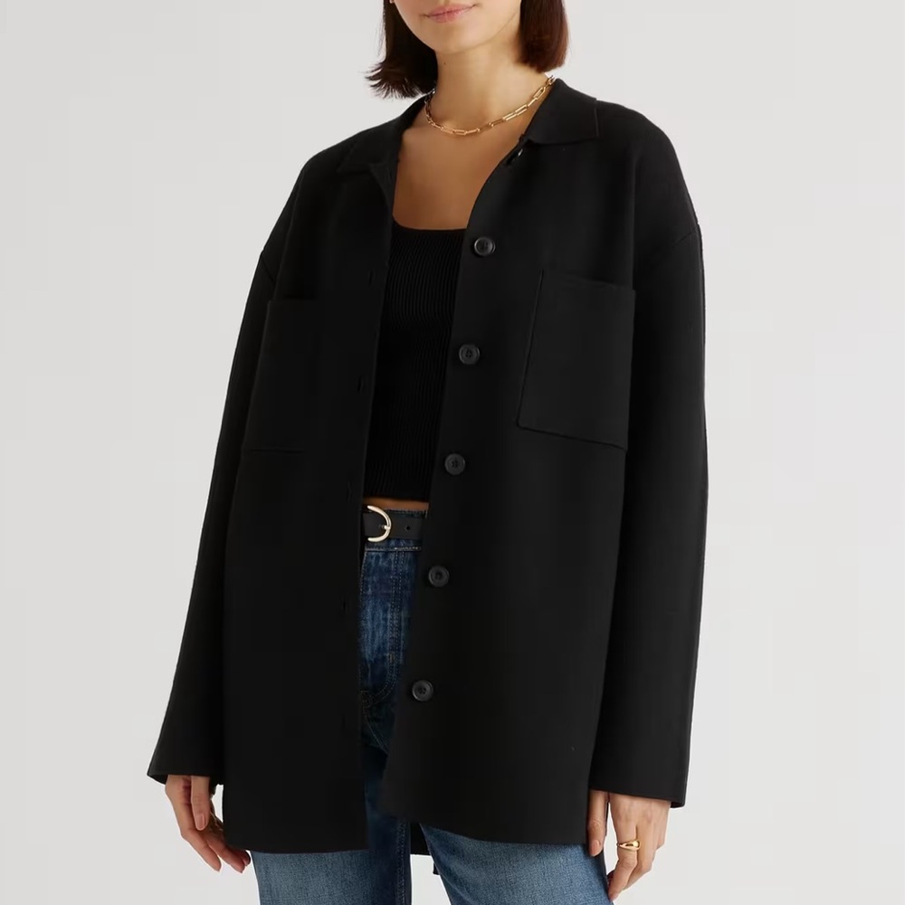 Quince Eco-Knit Milano Stitch Oversized Shirt Jacket, NWT, S